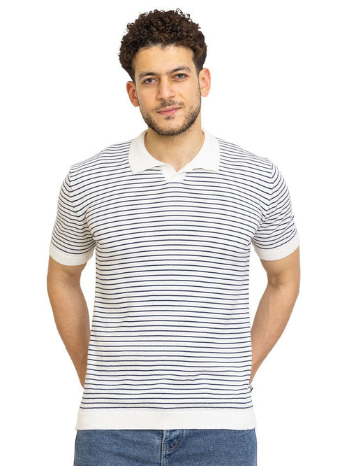 White F - S.Knit Polo T-shirt - Khotwh